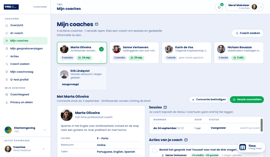 My coaches in the app